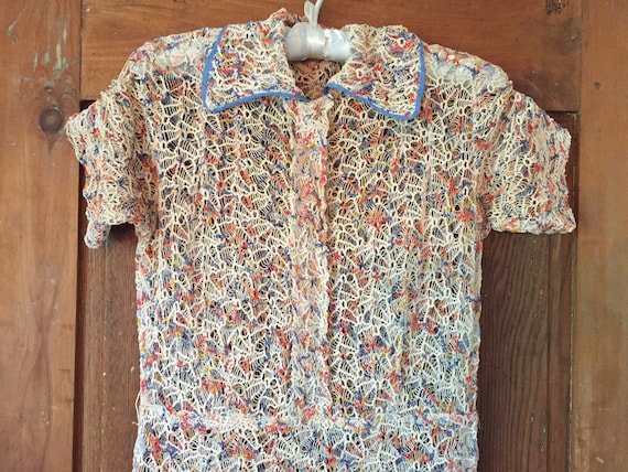 RARE 1930s Rainbow Spiderweb Crochet Dress | Amazi