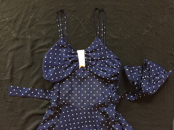 1930s Midnight blue Polka dot evening dress