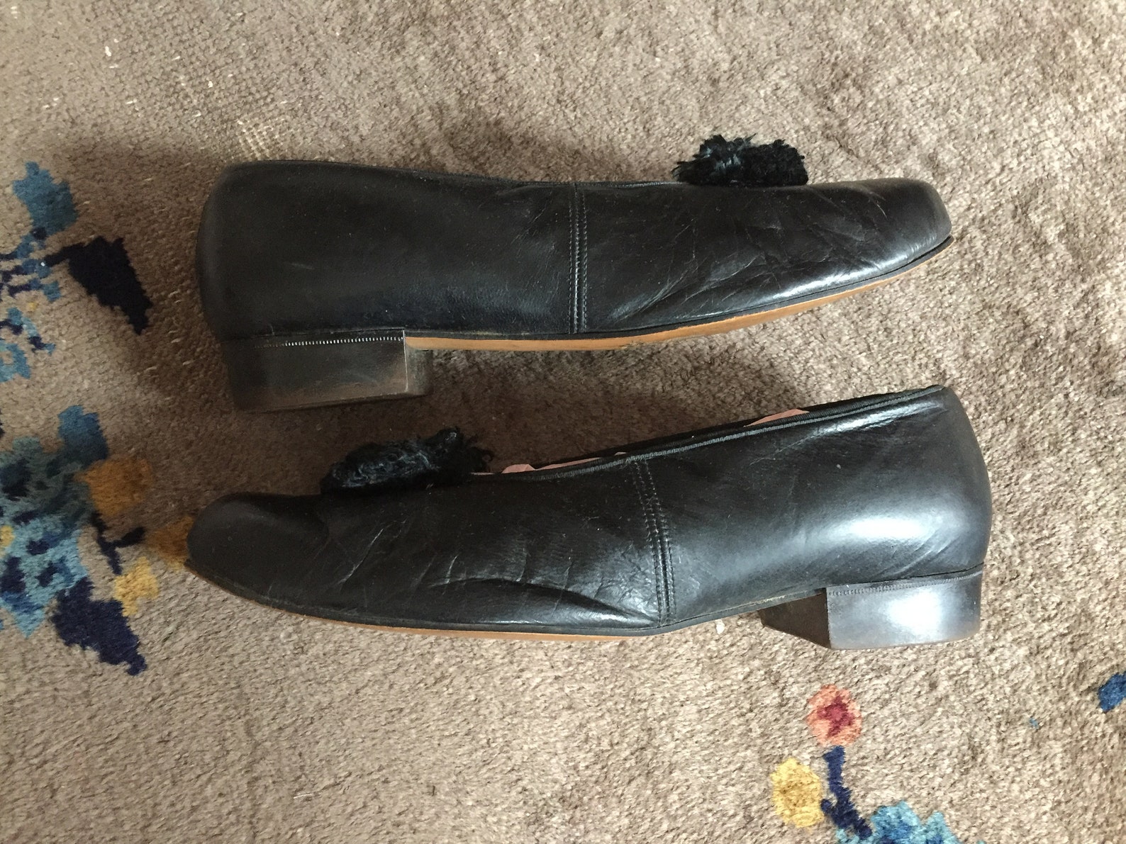rare early pierrot-style shoes | ballet-style shoes with pom poms rare early pierrot-style shoes | ballet-style shoes with pom poms