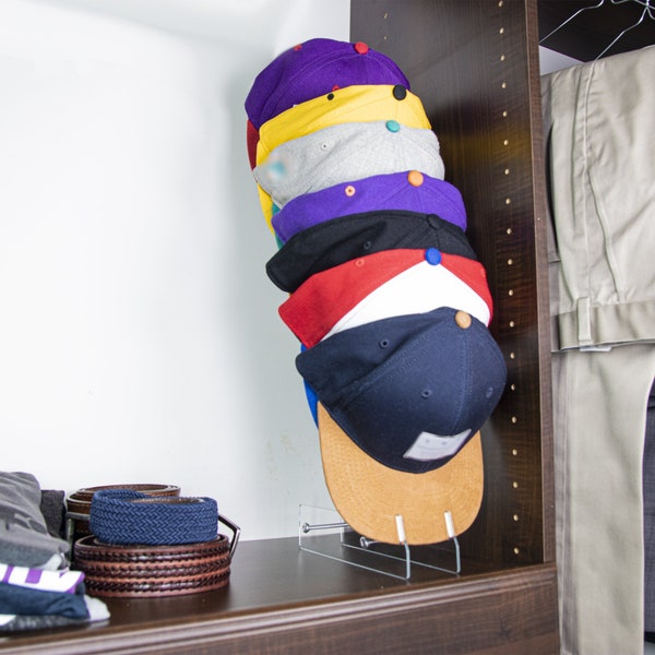 STAUBER Best Acrylic Baseball Cap Rack and Hat Display Holder - Display on counter in closet or hang on wall.