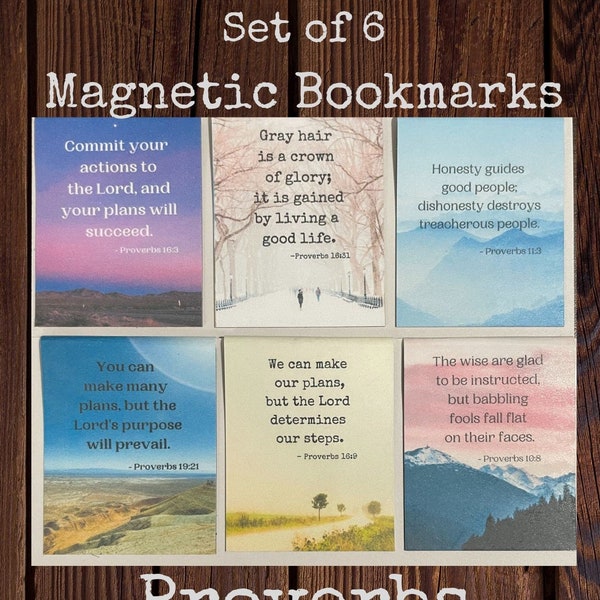 Proverbs Magnetic Bookmarks - Set of 6, Select Proverbs, Magnetic Bookmarks