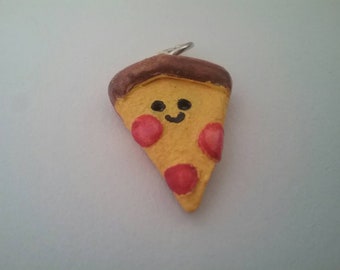 polymer clay pizza charm little pizza slices pizza necklace mini food clay food handmade item for kids cute charm pizza lover