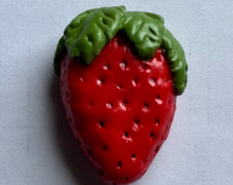 Strawberry, fruit, yummy, fruit magnet, Kitchen item, Food magnet, magnet, food, fridge magnet, polymer clay, handmade, cute, fun magnets