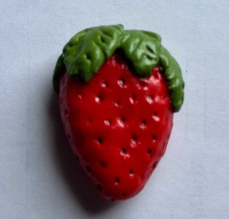 Strawberry, fruit, yummy, fruit magnet, Kitchen item, Food magnet, magnet, food, fridge magnet, polymer clay, handmade, cute, fun magnets image 1