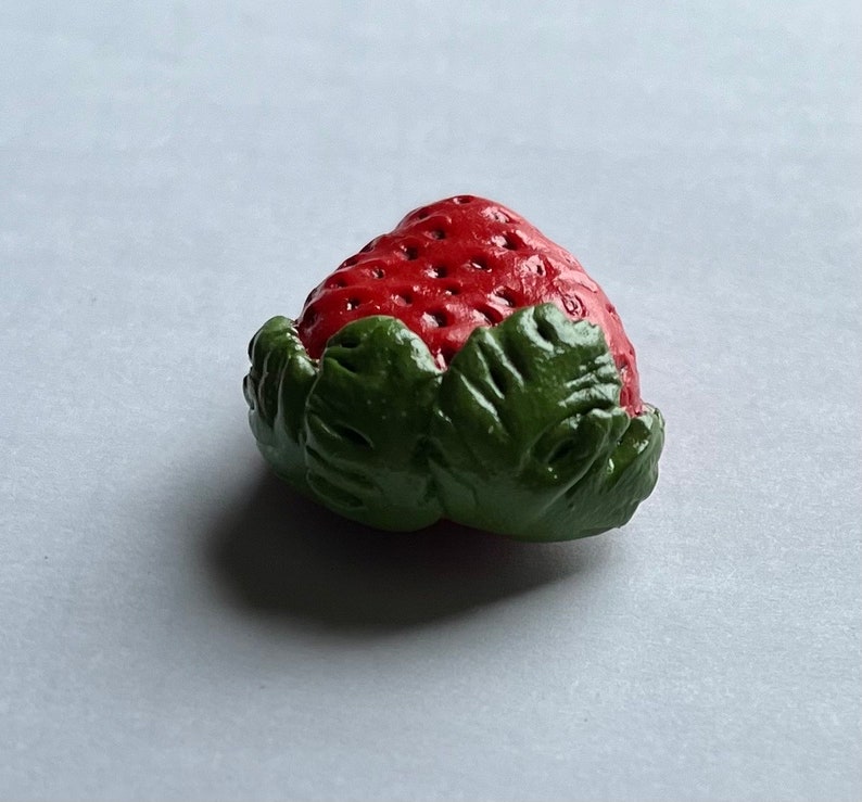 Strawberry, fruit, yummy, fruit magnet, Kitchen item, Food magnet, magnet, food, fridge magnet, polymer clay, handmade, cute, fun magnets image 3