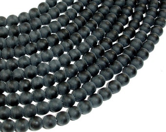 Strand 48 8mm Dark Grey Black Stone Matte Plain Round Beads UK