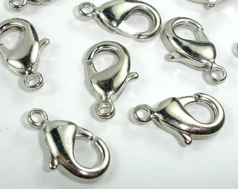 Packet 30 x Silver Tone Plated Metal Alloy Round Lobster Clasps 6 x 12mm HA11725