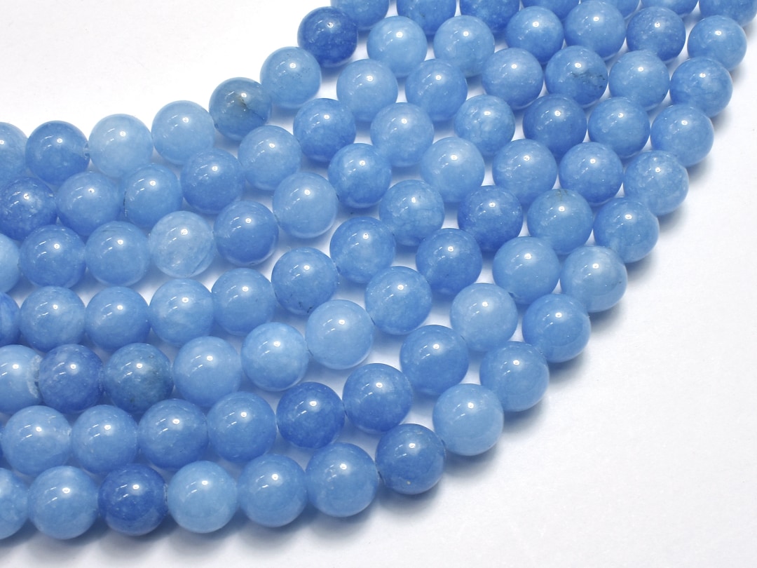 Jade Blue, 8mm, Round, 15 Inch, Full Strand, Approx. 47 Beads, Hole 1mm ...