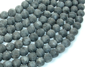 Matte Black Labradorite Beads, Larvikite, 8mm (7.8mm), Round Beads, 15 Inch, Full strand, Approx 49-50 beads, Hole 1mm (137054007)