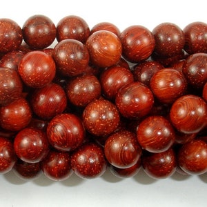 Red Sandalwood Beads, 10mm Round Beads, 42 Inch, Full strand, Approx 108 Beads, Mala Beads (011733006)