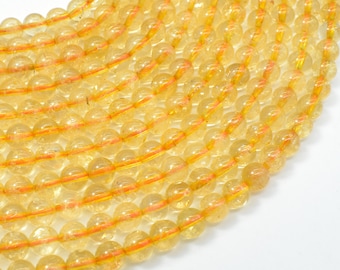 Citrine Beads, 6mm (6.7mm) Round Beads, 15 Inch, Full strand, Approx 58-63 Beads, Hole 1mm (197054007)