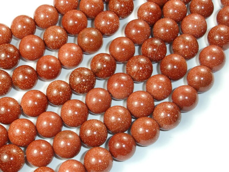 Goldstone Approx 32 beads 237054005 Hole 1 mm 12mm Round Beads 14.5 Inch Full strand