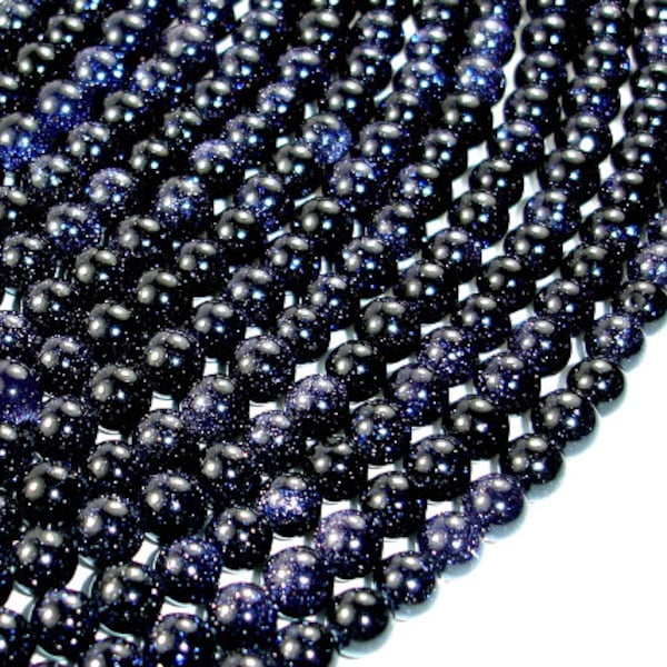 Blue Goldstone Beads, 5.8mm Round Beads, 14 Inch, Full strand, Approx 64 beads, Hole 1mm, A quality (164054002)