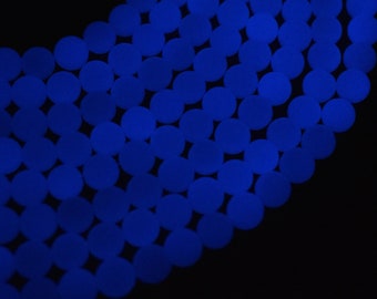 Glow in The Dark Beads-Blue Luminous Stone 8mm Round Beads, 14.5 Inch, Full strand, Approx. 48 beads, Hole 1mm (498054006)