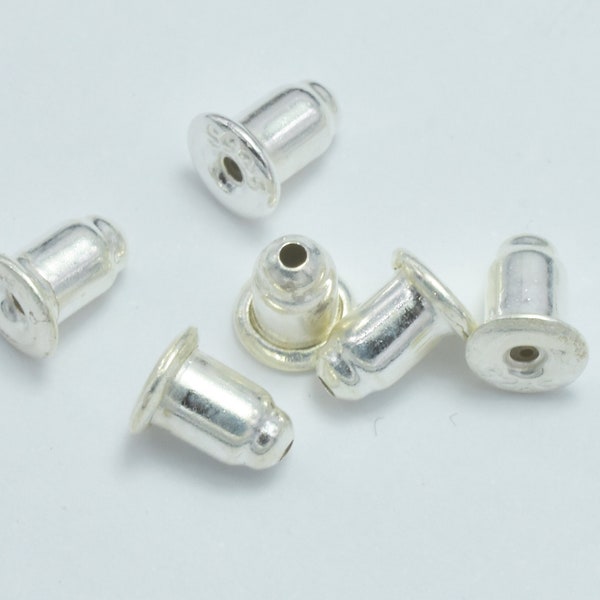 10pcs 925 Sterling Silver Ear Nuts, Bullet Ear Backs, Earring Stoppers, 4.2x5.2mm (007908047)