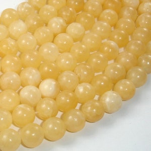 Yellow Jade Beads, 10mm(10.5mm) Round Beads , 15.5 Inch, Full strand, Approx 38 beads, Hole 1 mm, A quality (440054003)