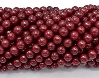 Jade Beads-Red, 6mm (6.3mm) Round Beads, 15 Inch, Full strand, Approx. 63 beads, Hole 1mm (211054200)