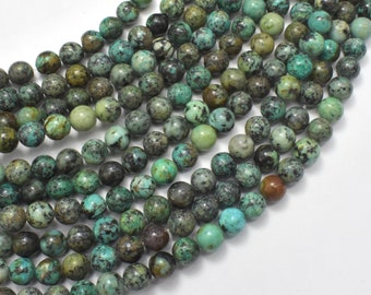 African Turquoise Beads, Round, 6mm (6.7mm), 15 Inch, Approx. 58 beads, Hole 1mm (110054002)