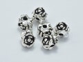 2pcs 925 Sterling Silver Beads-Antique Silver, 7mm Flower Beads, Hole 1.8mm (007903062)