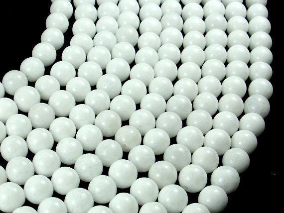 White Jade Beads, Round, 8mm (8.4 mm), 15.5 Inch, Full strand, Approx 47 beads, Hole 1 mm, A quality (434054014)