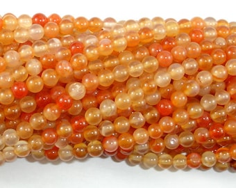 Carnelian, Orange, 4mm (4.4mm), Round, 15 Inch, Full strand, Approx. 92 beads, Hole 0.8mm (182054016)