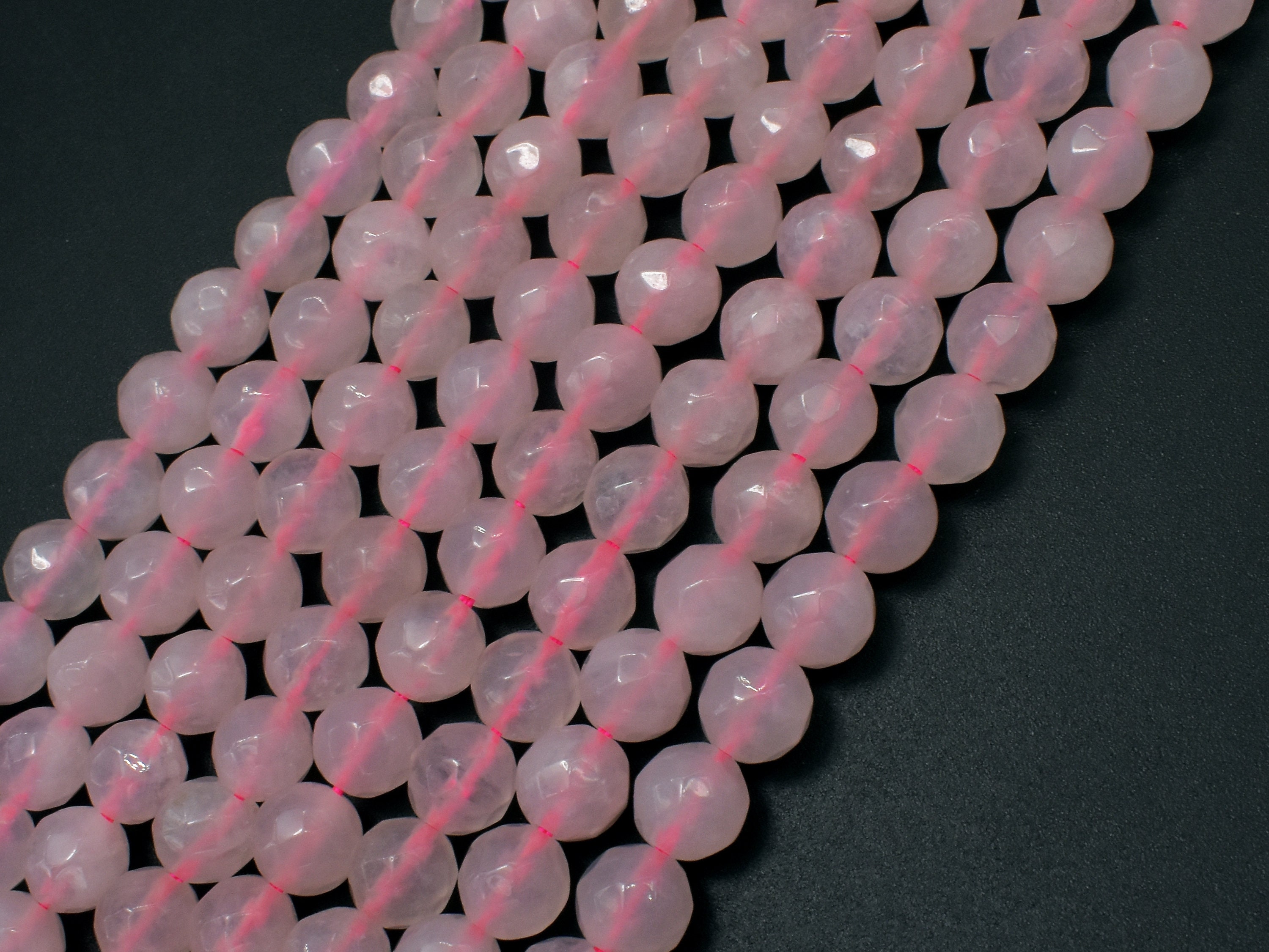 Rose Quartz 8 mm Faceted Round Beads 15 Inch Full strand | Etsy