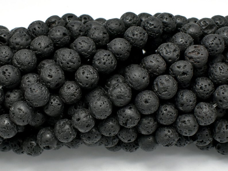 Black Lava Beads, Round, 6mm 6.6mm, 15 Inch, Full strand, Approx. 61 beads, Hole 1mm, AA quality 300054019 image 2