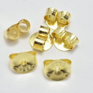 20 Stück 24K Gold Vermeil Ohrmuttern, 925 Sterling Silber Ohrmuttern, Schmetterlings-Rücken, 5.4x5x2.7 mm (007908030)