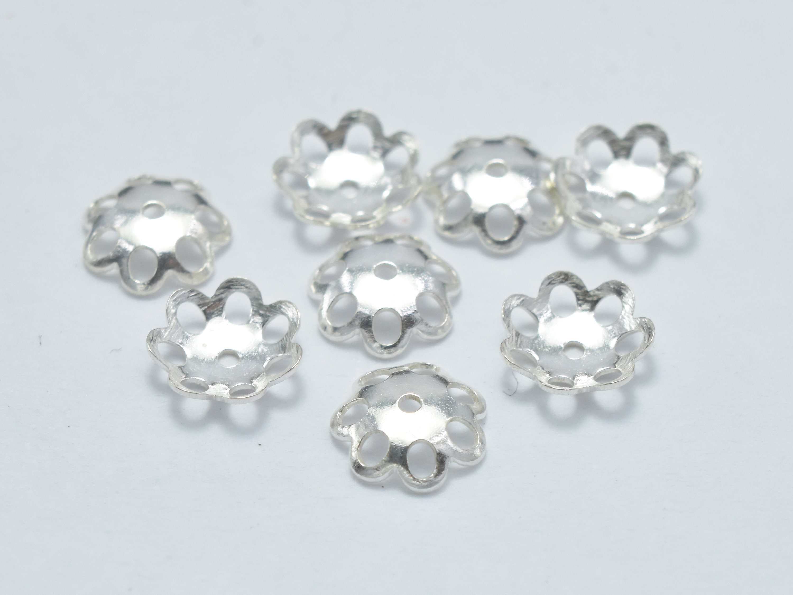 Filigree Flower Bead Caps, Antique Silver, Multiple Layer Flower