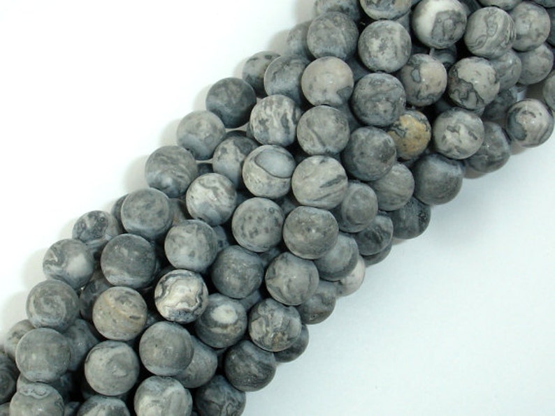 Matte Gray Picture Jasper Beads 8mm 8.5mm Round Beads Etsy Canada
