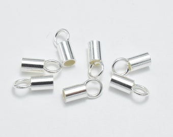 20pcs 925 Sterling Silver Cord End Cap, 7.2x2.6mm, 2mm inside diameter (007906038)