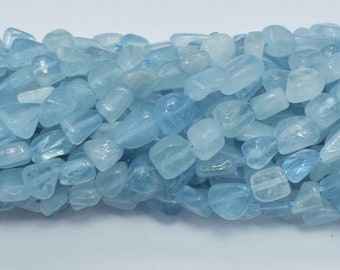 Aquamarine, 6x8mm Nugget Beads, 15.5 Inch, Full strand, Approx. 50-55 beads, Hole 1mm (123047003)