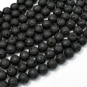 Black Lava Beads, Round, 8mm (8.5mm), 15 Inch, Full strand, Approx. 47 beads, Hole 1mm, AA quality (300054020)