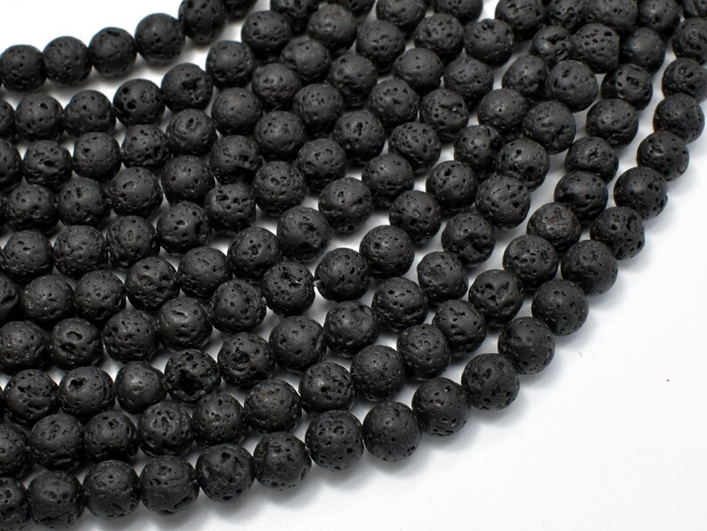 Black Lava Beads, Round, 6mm 6.6mm, 15 Inch, Full strand, Approx. 61 beads, Hole 1mm, AA quality 300054019 image 1