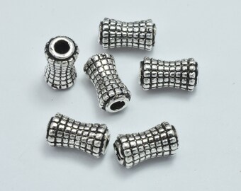 2pcs 925 Sterling Silver Beads-Antique Silver, 5x8.8mm, Bamboo Tube Beads, Big Hole Beads, Spacer Beads, Hole 2.1mm (007903146)