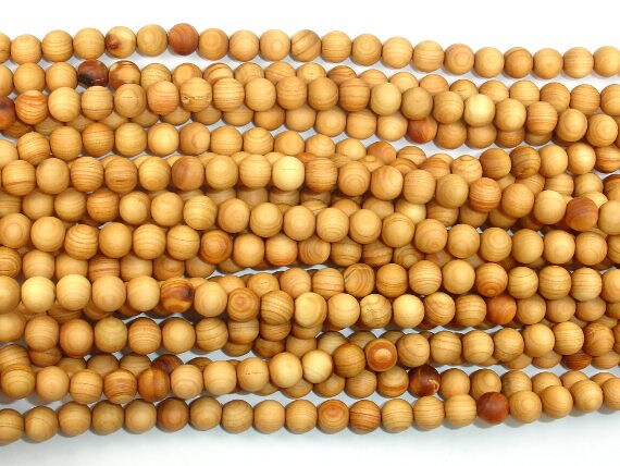 Cedar Wood Beads, Thuja Sutchuenensis, 6mm(6.5mm) Round, 26 Inch