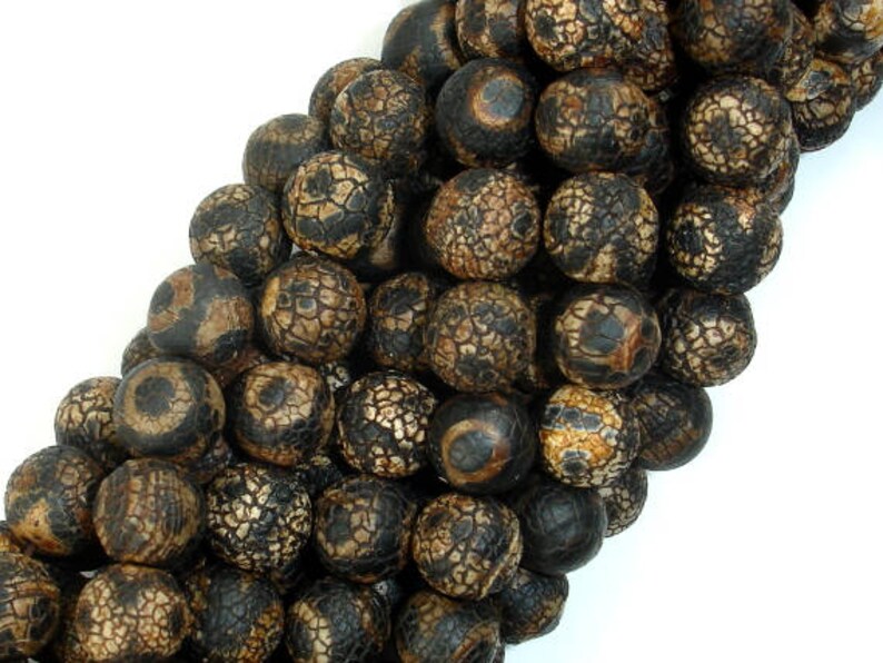 9.8mm 10mm 14 Inch 122054261 Crackle Tibetan Agate Full strand Round Beads Hole 1.2mm Approx 38 beads