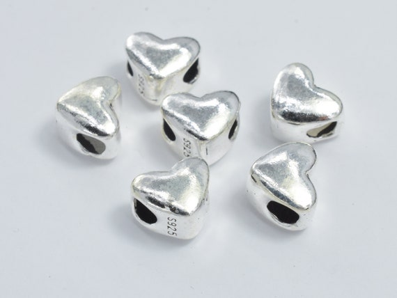 1pc 925 Sterling Silver Beads, Heart Beads, Big Hole beads, Jewelry  Findings, Hole (007903055)