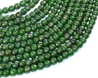 Green Chalcopyrite, 6mm Round Beads, 15.5 Inch beads, Full strand, Approx 68 beads, Hole 1mm (264054004)