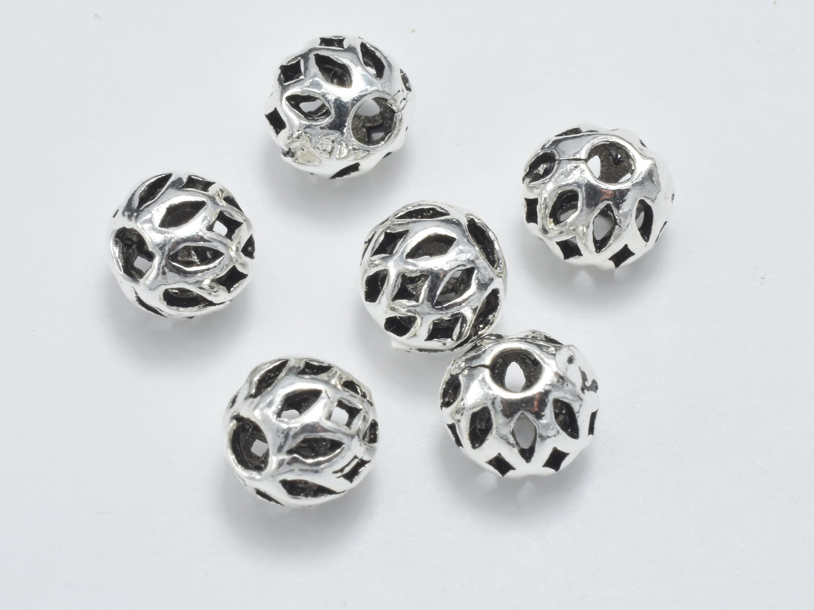 10-40pcs REAL 925 Sterling Silver Round Beads Spacer Beads Silver