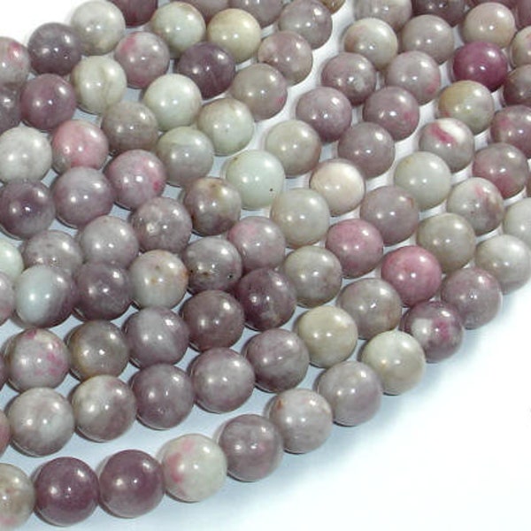 Lilac Jasper  Pink Tourmaline 8mm (8.6mm) Round Beads, 15 Inch, Full strand, Approx. 44 beads, Hole 1mm (307054003)