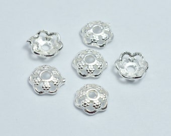 10pcs 925 Sterling Silver Bead Caps, 6x1.8mm, Hole 1.3mm (007902040)