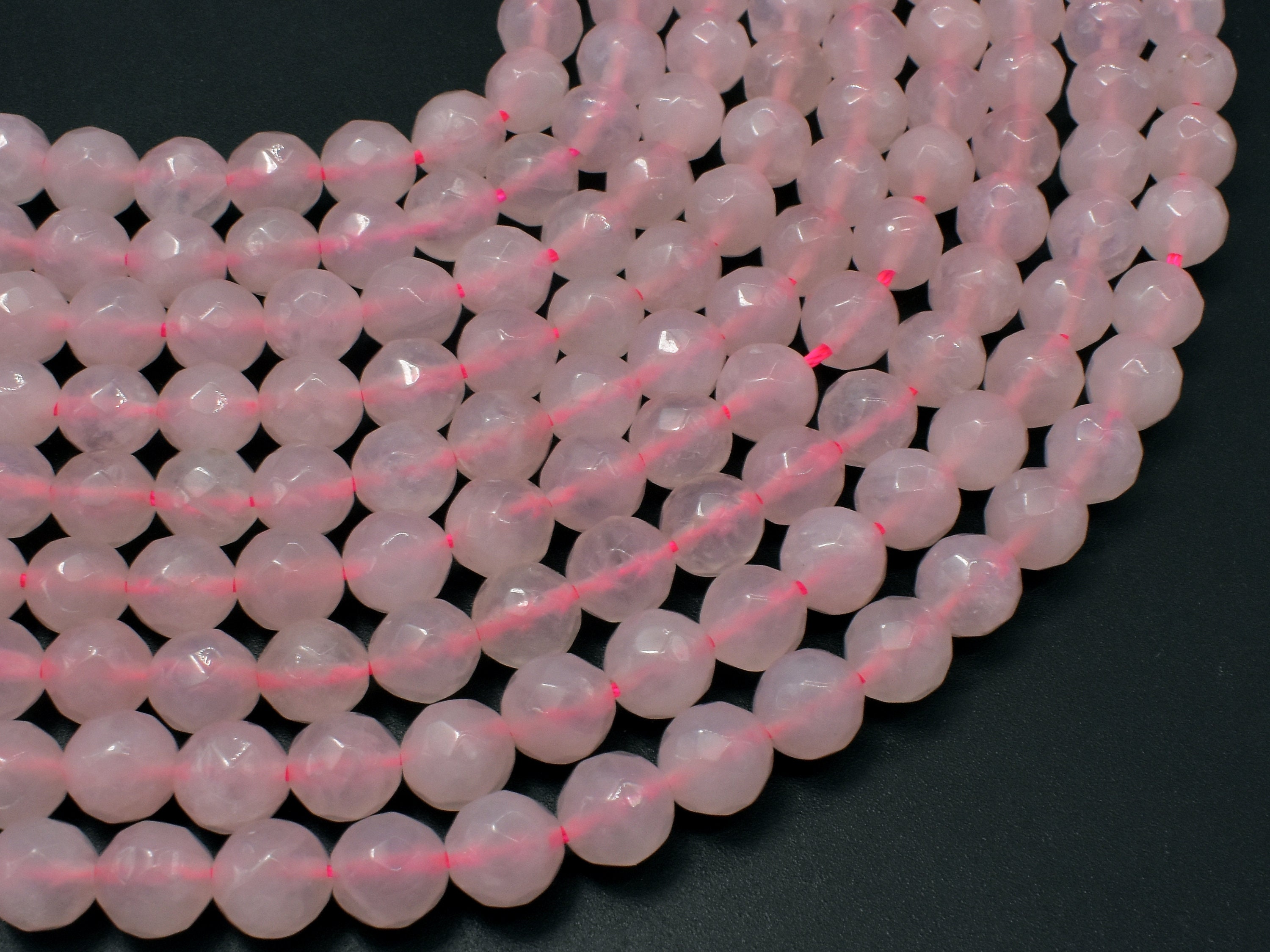 Rose Quartz 8 mm Faceted Round Beads 15 Inch Full strand | Etsy