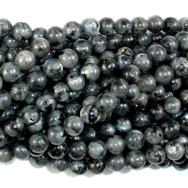 Black Labradorite Larvikite 6mm (6.7mm) Round Beads, 15 Inch, Full strand, Approx. 59 beads, Hole 1mm (137054002)