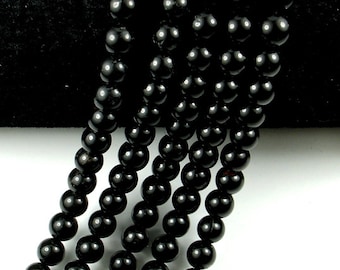 Black Tourmaline Beads, Round, 6mm (6.5 mm), 15.5 Inch, Full strand, Approx 61-65 beads, Hole 1mm, A quality (147054004)