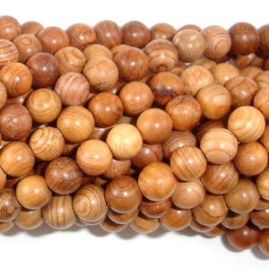 Taxus Chinensis Wood Beads, 6mm Round Beads, 25 Inch, Full strand, Approx 108 Beads, Mala Beads (011740002)