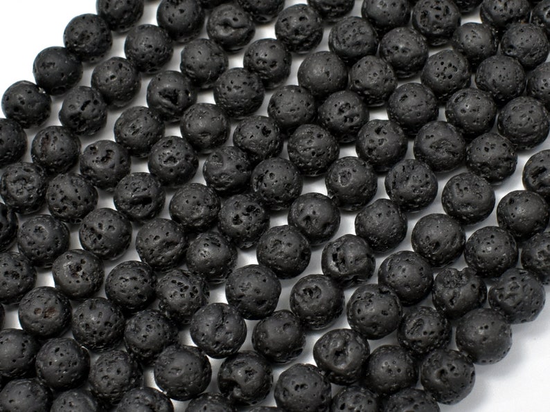 Black Lava Beads Round 6mm 6.6mm 15 Inch Full Strand - Etsy