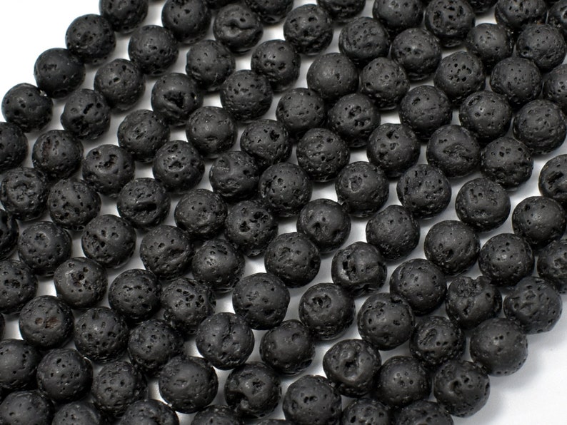 Black Lava Beads, Round, 6mm 6.6mm, 15 Inch, Full strand, Approx. 61 beads, Hole 1mm, AA quality 300054019 image 3