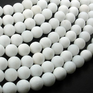 Cuentas de jade blanco mate, redondas, 10 mm (9,8 mm), 15 pulgadas, tira completa, aprox. 39 cuentas, agujero de 1 mm, calidad A (434054017)