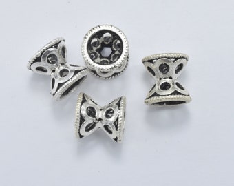 2pcs 925 Sterling Silver Double Bead Caps-Antique Silver, 7.5x7.5mm Bead Caps, Hole 1.5mm (007902023)